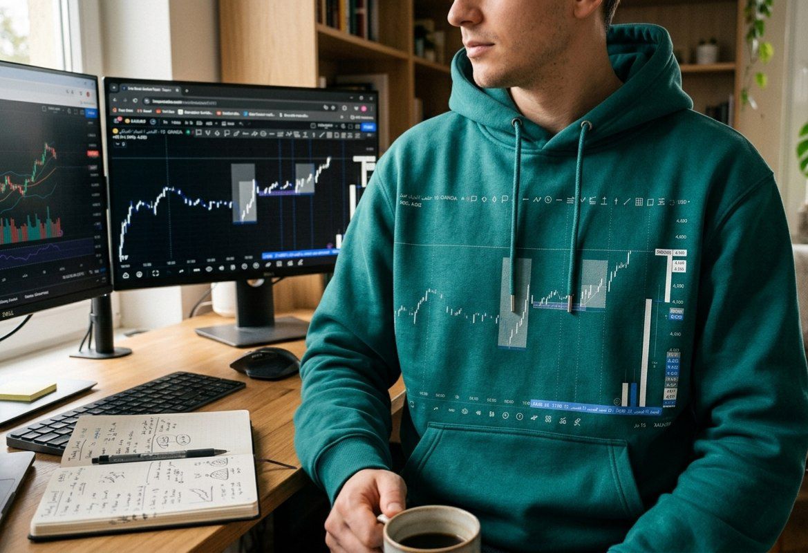 Emerald "Trader's Mindset" Hoodies - Chart and Trading Touches