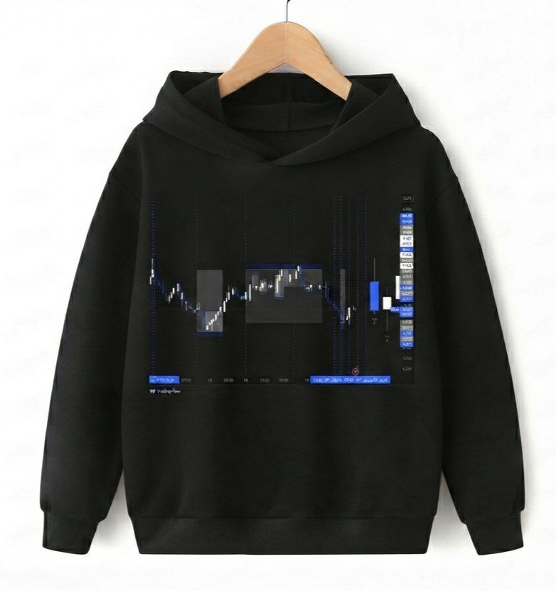 TradingView Chart Printed Hoodie for Market Enthusiasts