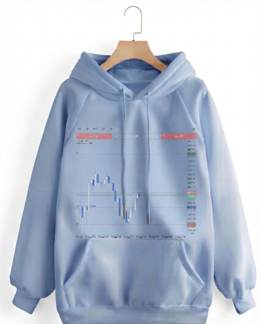 TradingView Chart Printed Hoodie for Market Enthusiasts